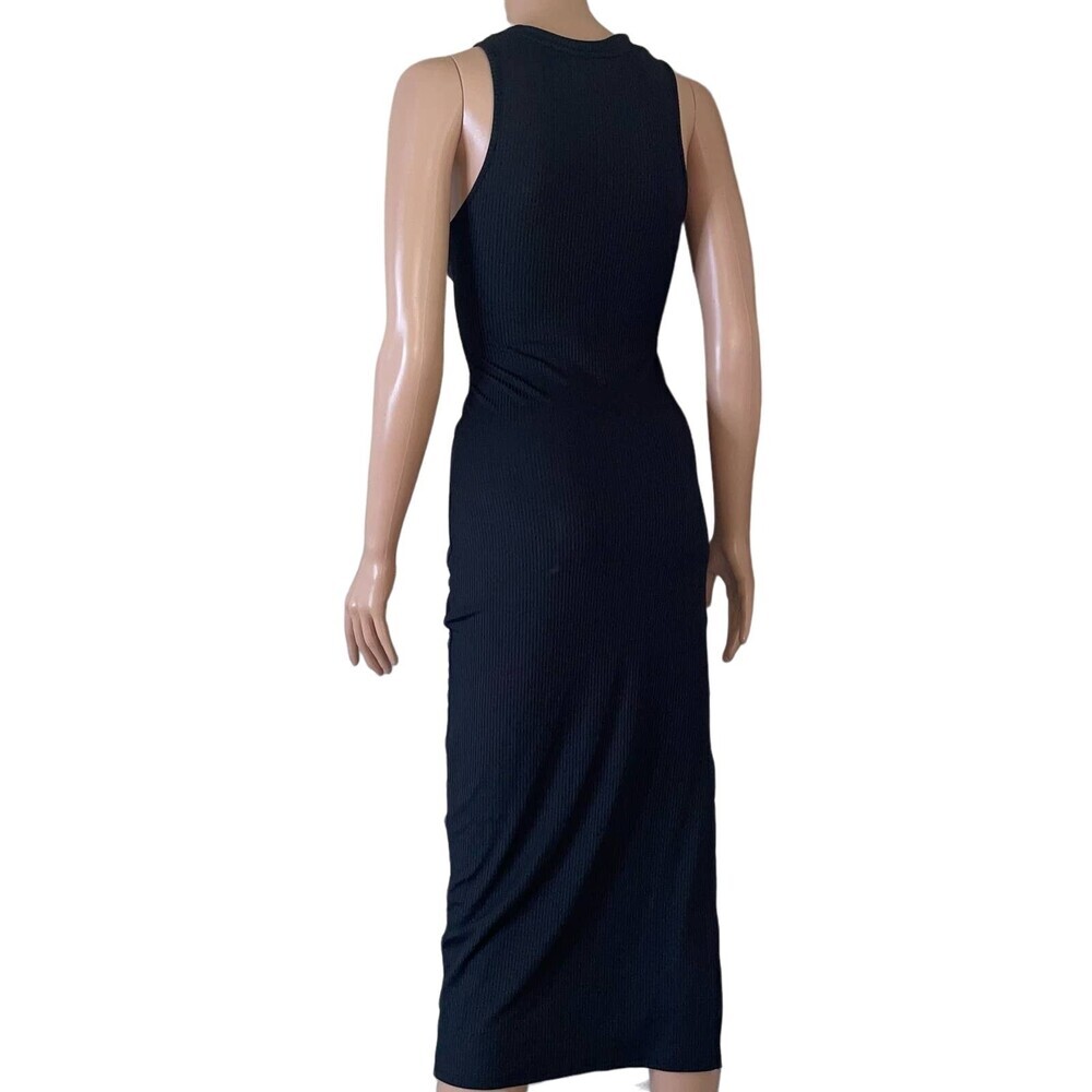 Love J. midi dress Mid/side cutout form fitting body con stretch SZ M black - Picture 4 of 7